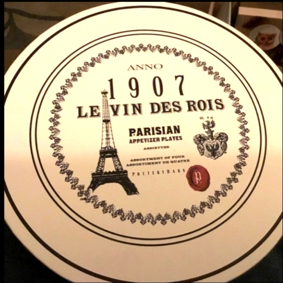 Set Of 4 Pottery Barn Paris France Cocktail Salad/Dessert Plates 8” RARE in Box - Picture 3 of 8